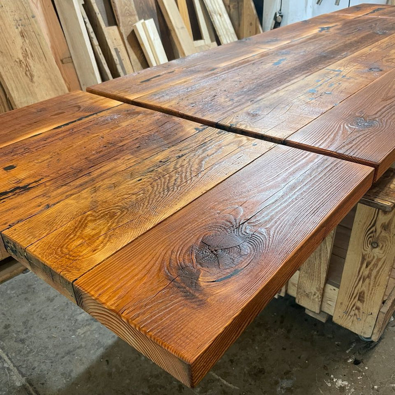 Tischplatten aus historischem Altholz mit Anstecksystem:  von 180cm bis 400cm Länge