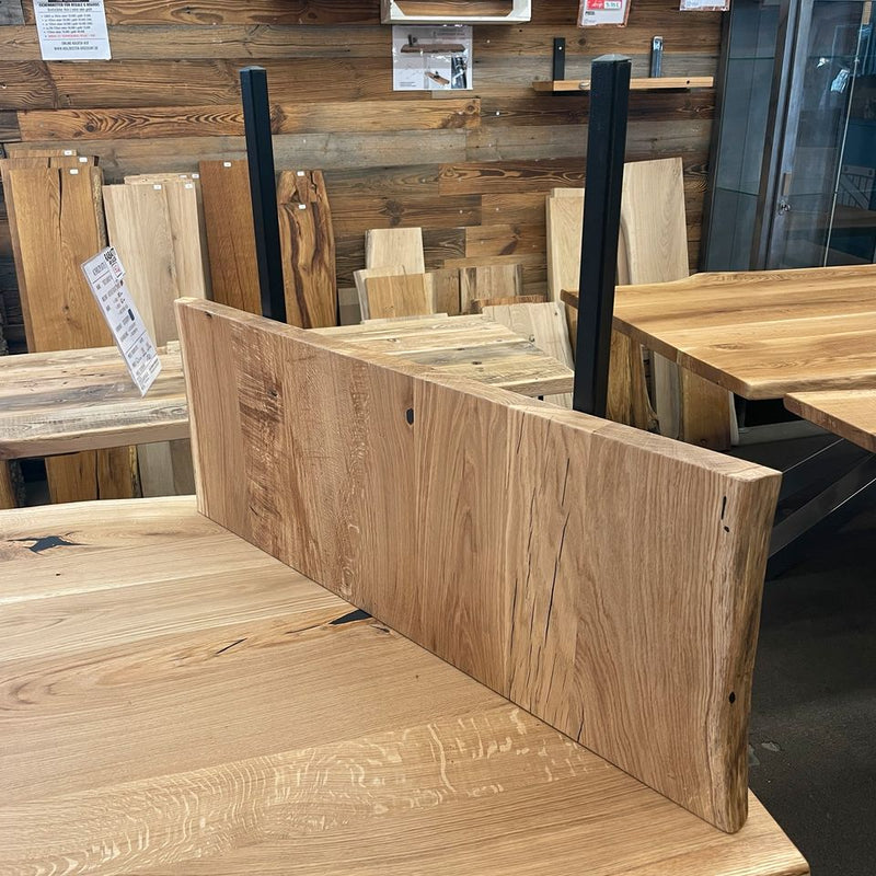 Tischplatten aus massiver Eiche mit natürlicher Baumkante | mit Anstecksystem:  von 180cm bis 300cm Länge