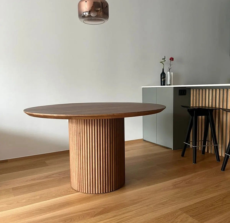 Handgefertigte Japandi Tischfußsäule aus Eiche – Stilvolle Stabilität für Ihren Massivholztisch | H:71cm D:40cm