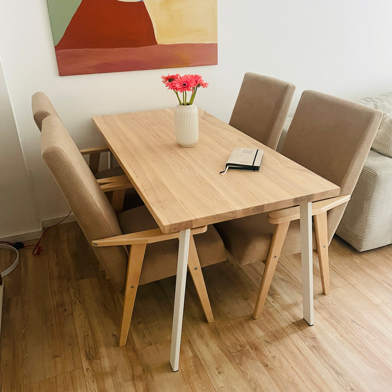 Eschen-Tischplatten mit gerader Kante: Maßgeschneiderte Unikate von 50cm bis 300cm Länge | Variante: "Scandic Oil"