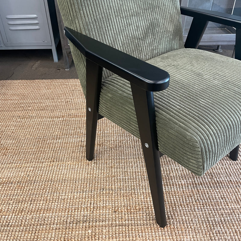Sessel-Stuhl "Graugrün & Schwarz" | Armlehnensessel für Esstisch, Schreibtisch oder als Fernsehsessel