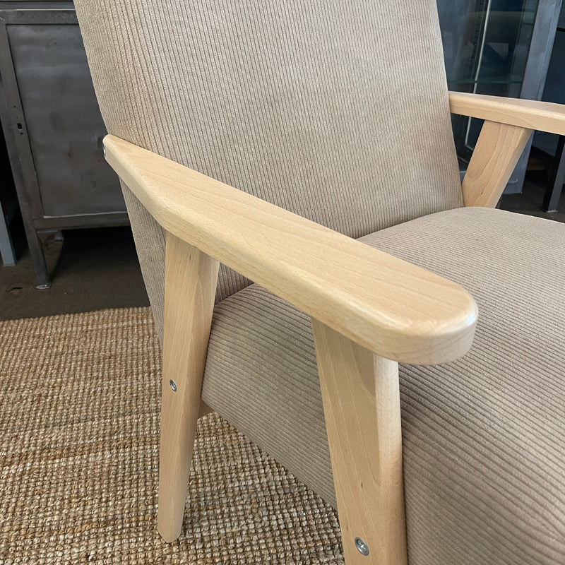 Sessel-Stuhl "Hellbraun & Naturholz hell" | Armlehnensessel für Esstisch, Schreibtisch oder als Fernsehsessel