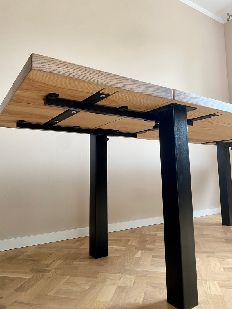 Tischplatten aus massiver Eiche mit gerader Kante | mit Anstecksystem:  von 180cm bis 400cm Länge