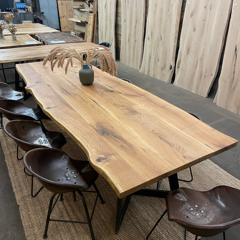 Eichen-Tischplatten mit natürlicher Baumkante: Maßgeschneiderte Unikate von 50cm bis 400cm Länge | Variante: "Hartwachsöl"