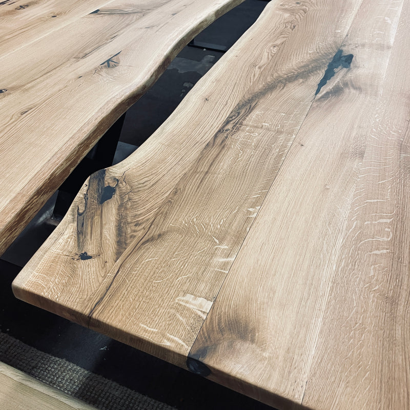 Massivholz Eichentischplatte | 200x105x4cm | natürliche Baumkante | Code: T-EI4