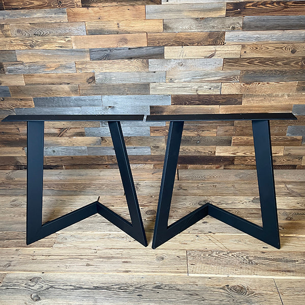 Kufen für Tischplatten | Pfeil-Form | Stahl | matt schwarz | 68x72x33x8 cm (2 Stk.) (VK: XL)