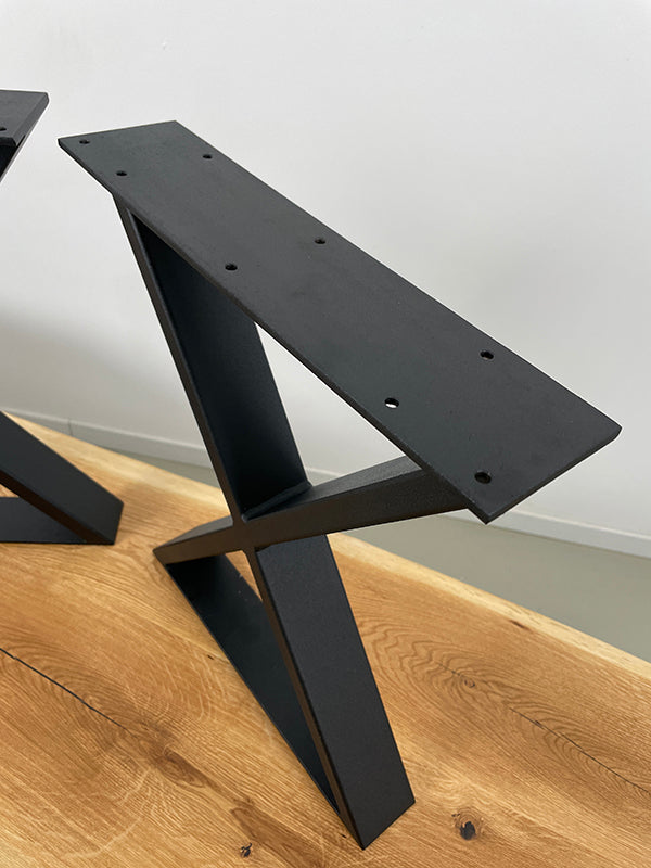 Kufen für Sitzbänke | X-Form | Stahl | matt schwarz | 35x44x6 cm (2Stk.)