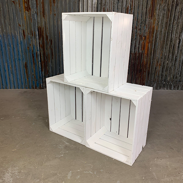 3er Set Neue Weiße Holzkiste | 50x40x30cm